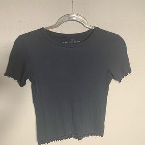 dark blue American eagle ruffle top